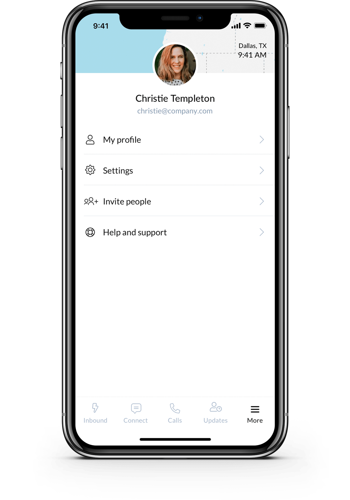 A mobile screen showing a woman's app profile