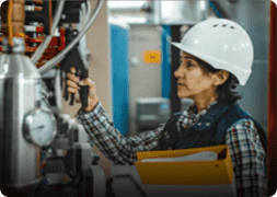 woman checking on gas lines